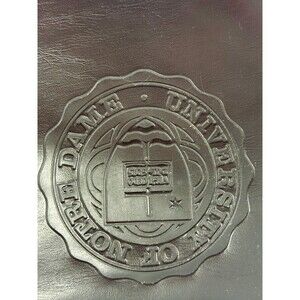 Vintage Notre Dame University Black Faux Leather Tote Bag Made USA Embossed